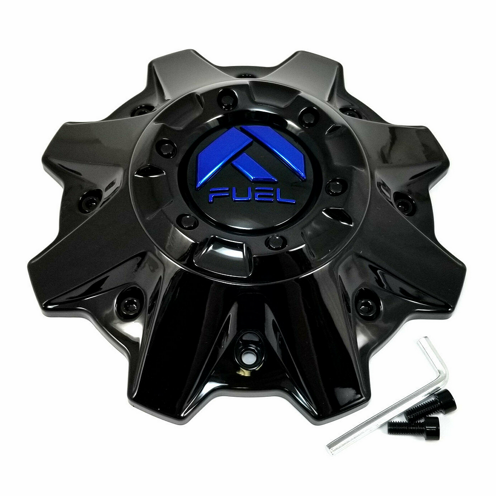 Fuel 1PC FUEL GLOSS BLACK BLUE LOGO CAP (FLAT)