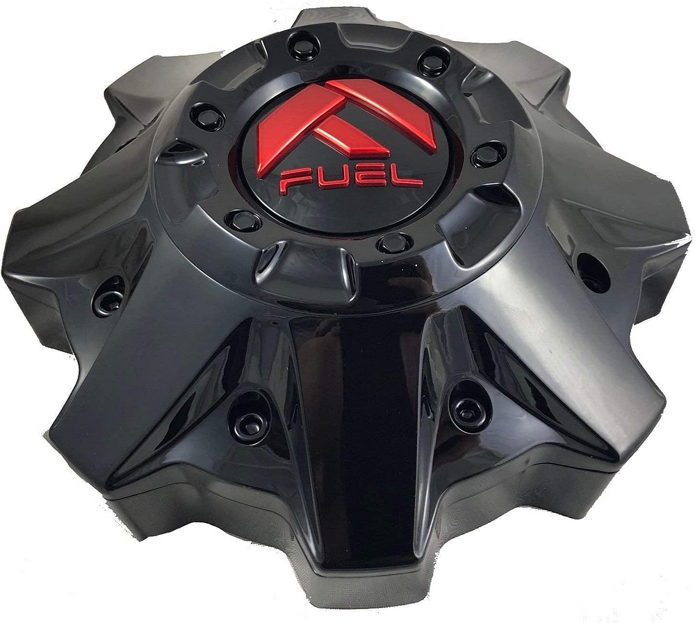 Fuel 1PC FUEL 8LUG CAP- GLOSS BLACK/RED