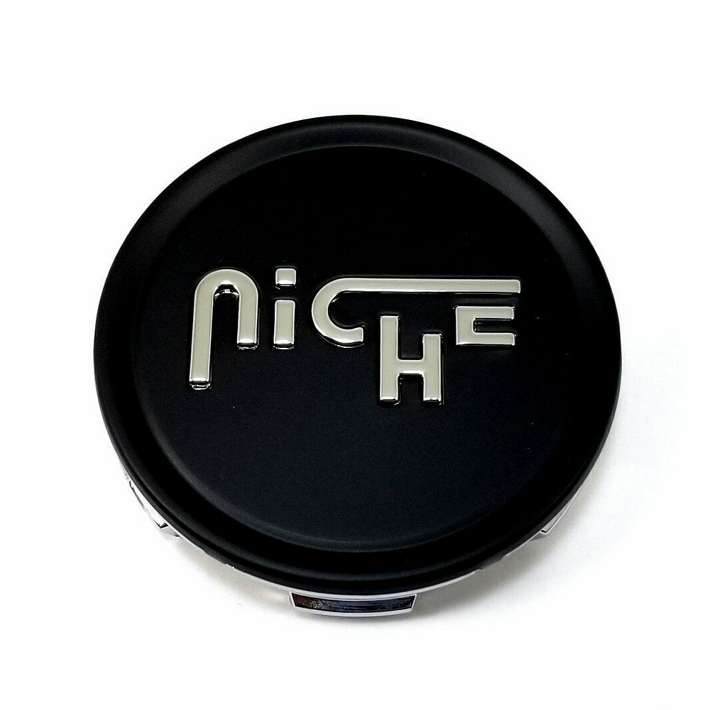 Niche 1PC NICHE 2.70" FLAT CAP-MT-BLK SILVER LOGO