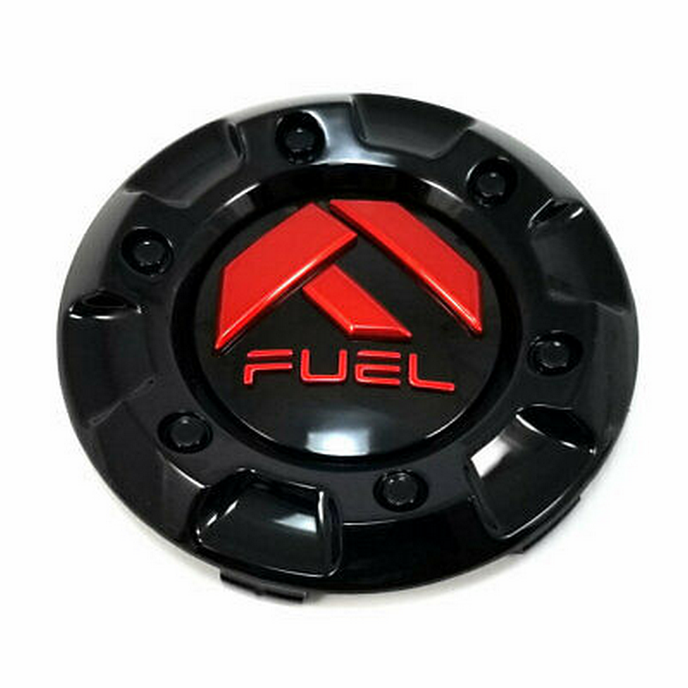 Fuel 1PC FUEL 8 BAR SHORT CAP-GL-BLK RED LOGO