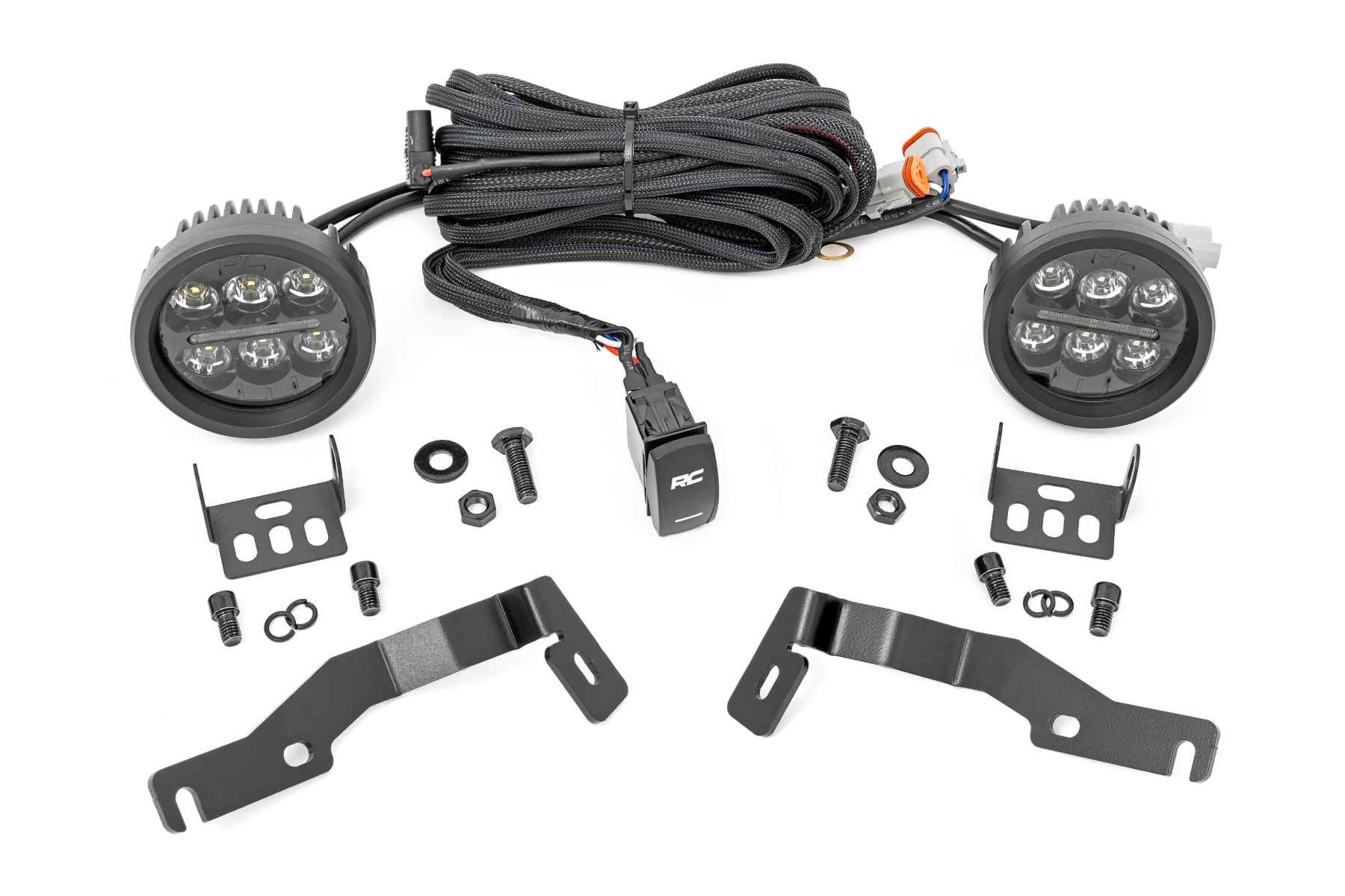 LED Light Kit | Ditch Mount | Black Series Round | 3.5 Inch | Amber DRL | Toyota Tacoma (24-26)