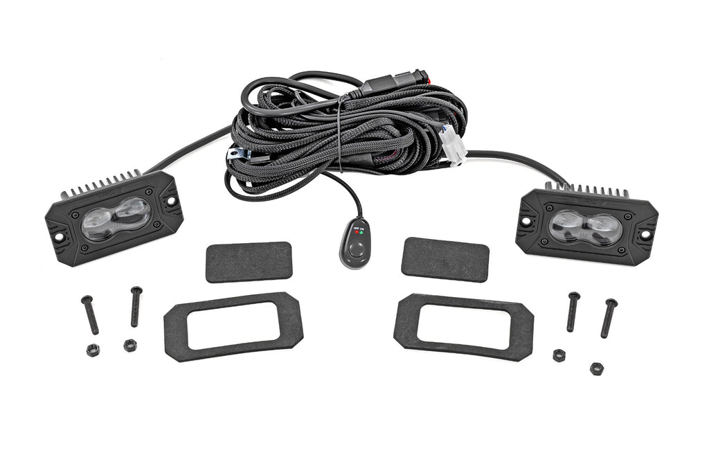 3x1.75 Inch Black Series | Yellow | LED Slim Aux | SAE Fog | Flush Mount | Pair