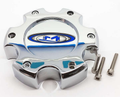 MO951 CAP CHR 6X5.5 +18 - BLUE OVAL LOGO | Moto Metal