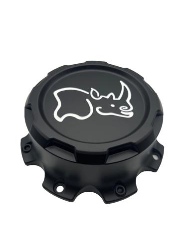 CAP BR ANIM SCREWON 8/165 MTBLK WHT LOGO | Black Rhino Hard Alloys
