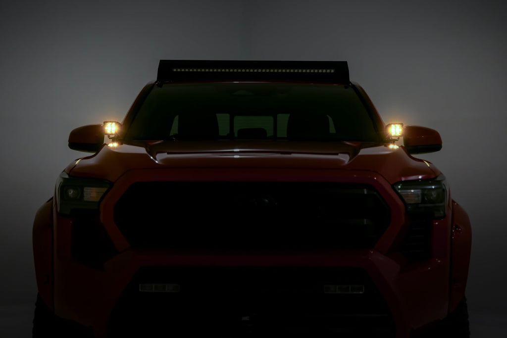 LED Light Kit | Ditch Mount | Black Series Round | 3.5 Inch | Amber DRL | Toyota Tacoma (24-26)