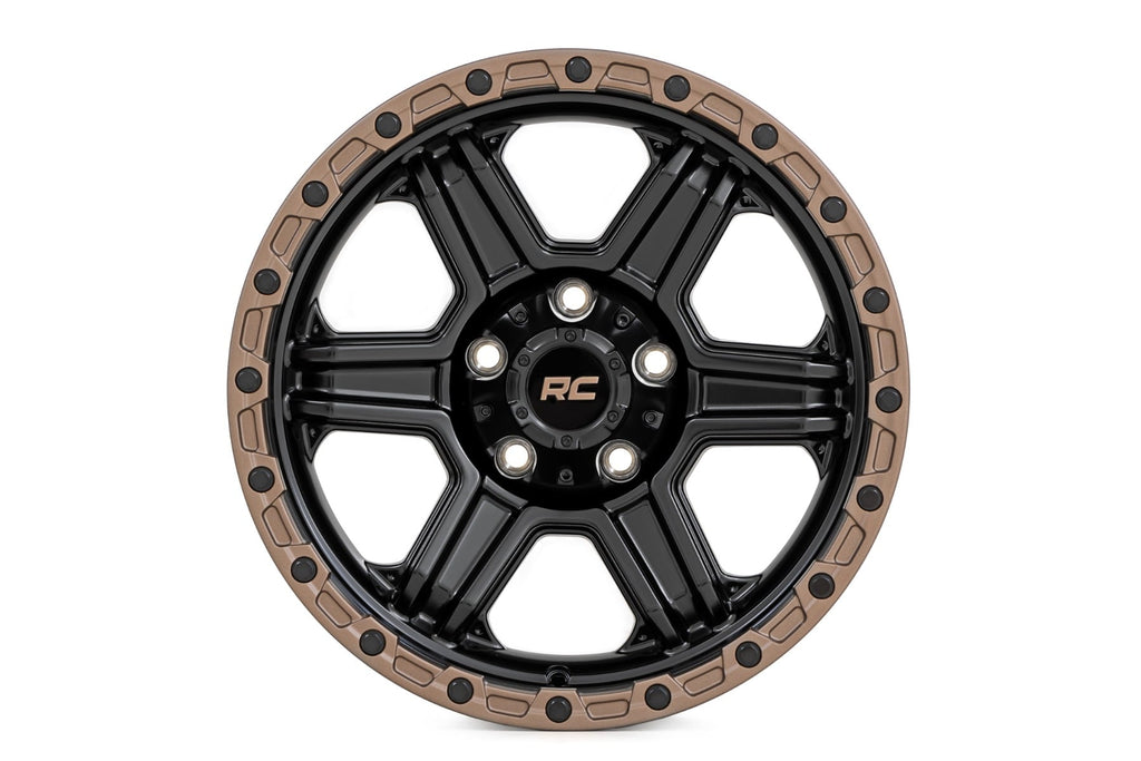 Rough Country 79 Series Wheel | One-Piece | Semi Gloss Black w/Bronze Ring | 18x9 | 6x5.5 |+18mm
