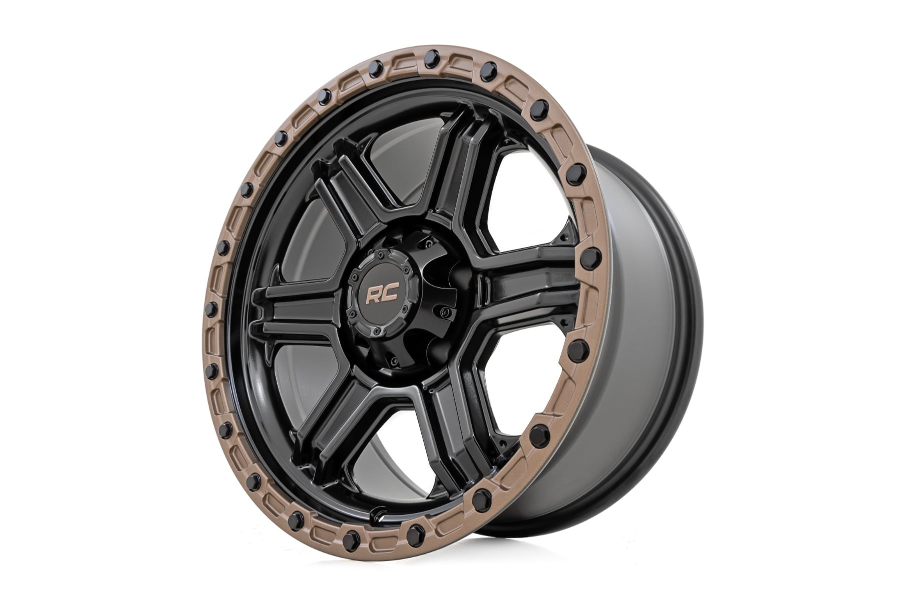 Rough Country 79 Series Wheel | One-Piece | Semi Gloss Black w/Bronze Ring | 18x9 | 6x5.5 |+18mm