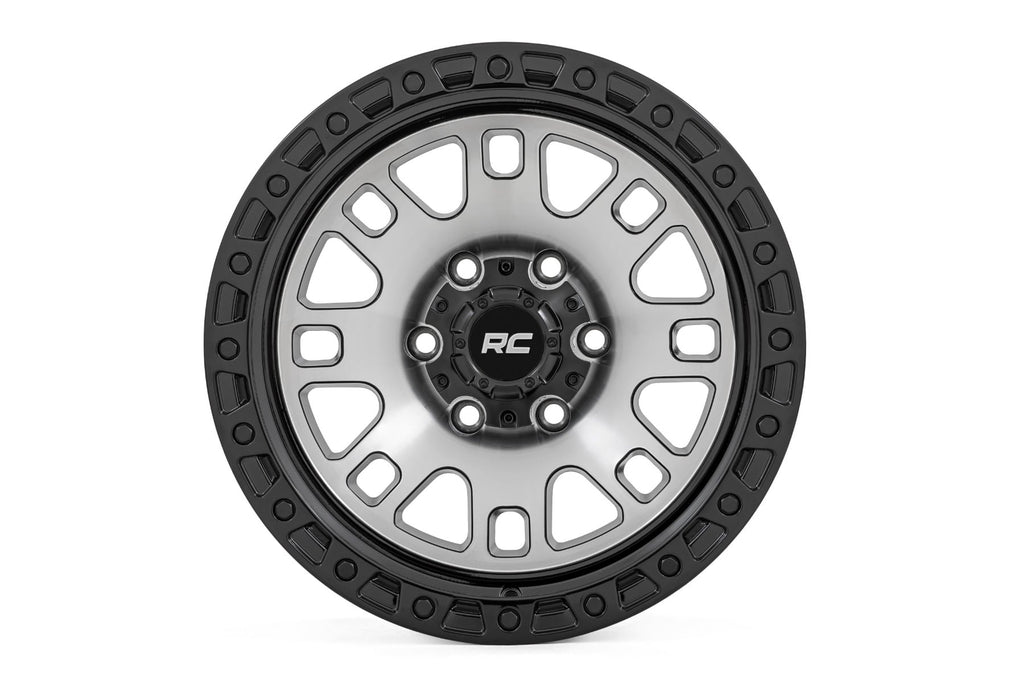Rough Country 82 Series Wheel | One-Piece | Machined Semi Gloss Black | 18x9 | 6x5.5 | -12mm