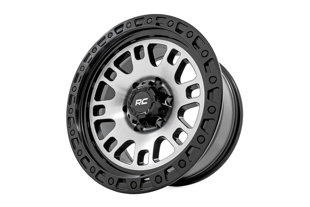 Rough Country 82 Series Wheel | One-Piece | Machined Semi Gloss Black | 18x9 | 6x5.5 | -12mm