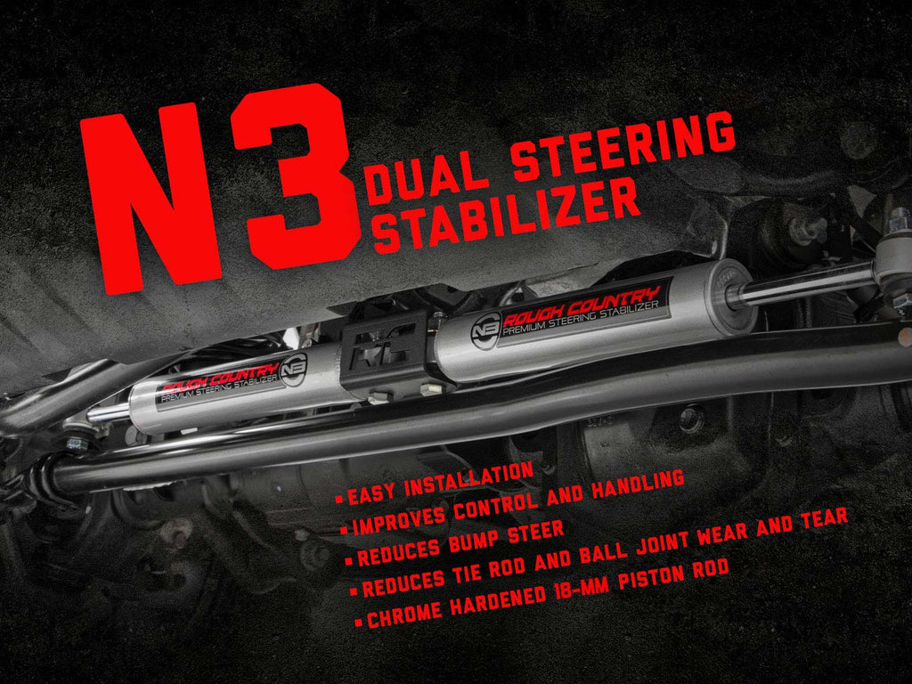 N3 Steering Stabilizer | Dual | 2.5-8 Inch Lift | Ram 2500 (14-26)/3500 (13-26)