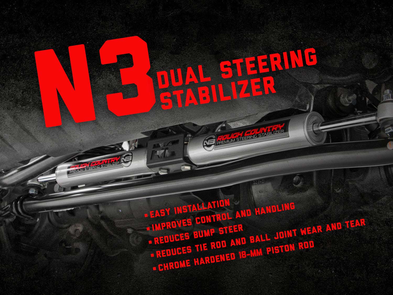 N3 Steering Stabilizer | Dual | 2-8 Inch Lift | Ram 1500 4WD (1994-1999)