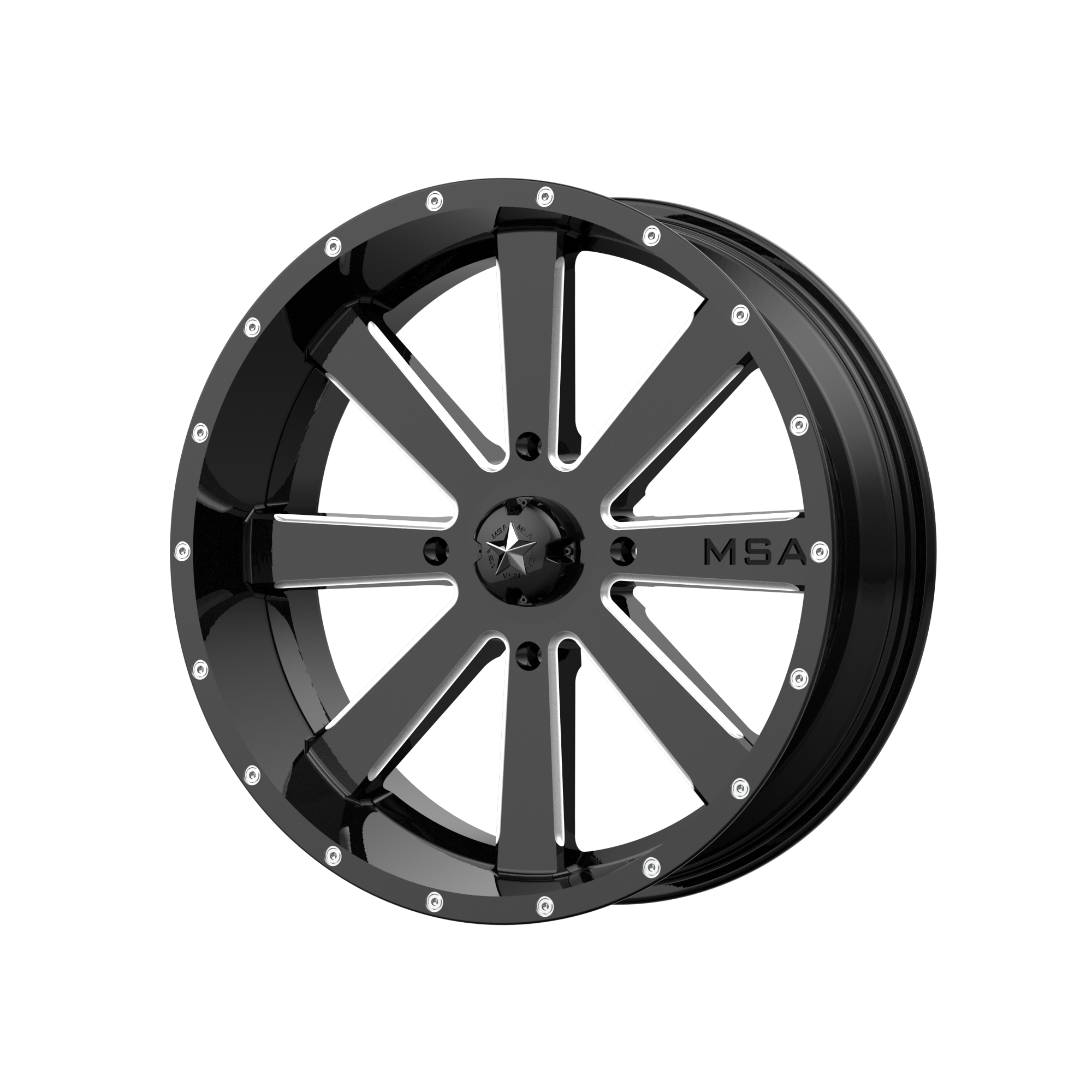 FLASH UTV 20X7 4X156 G-BLK MILL 00MM | MSA Offroad Wheels