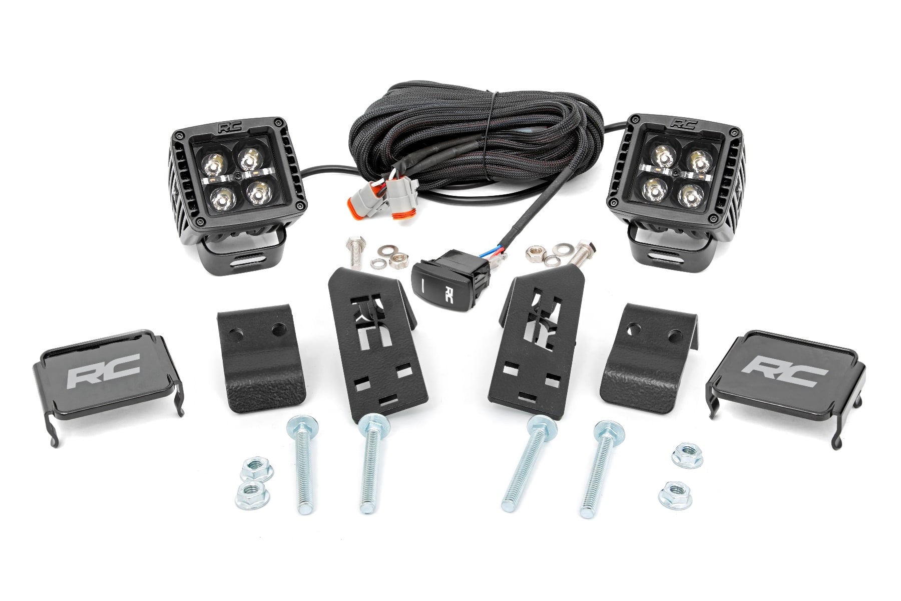 LED Light Kit | "A" Pillar Mount | 2" Black Pair | White DRL | Polaris RZR PRO XP